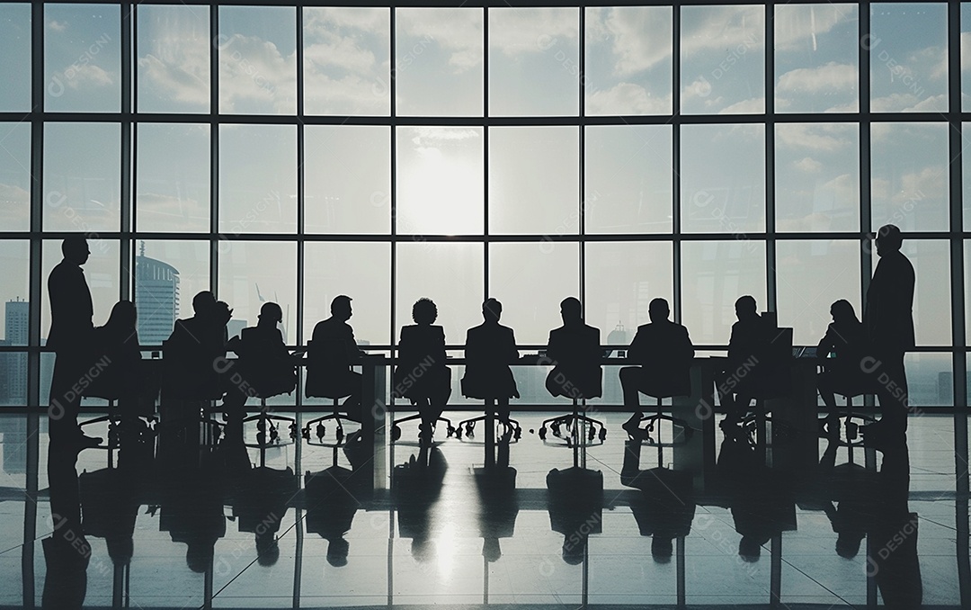 Sala com pessoas para reunião