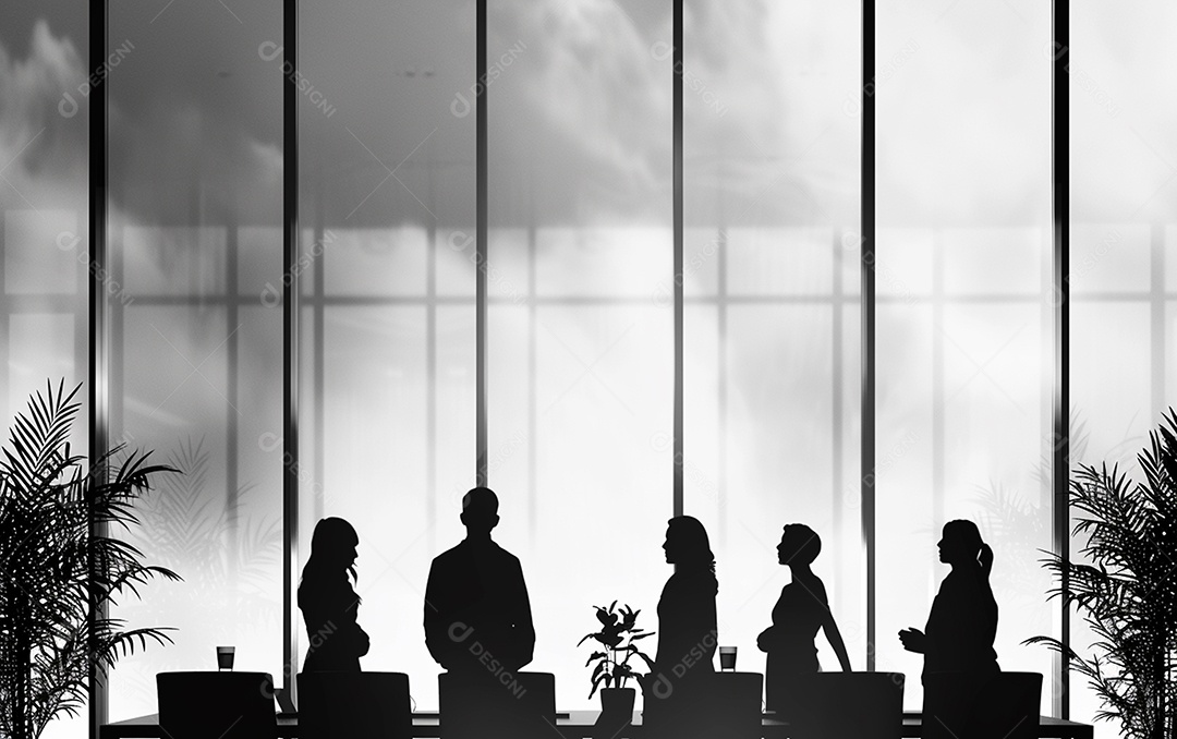 Sala com pessoas para reunião