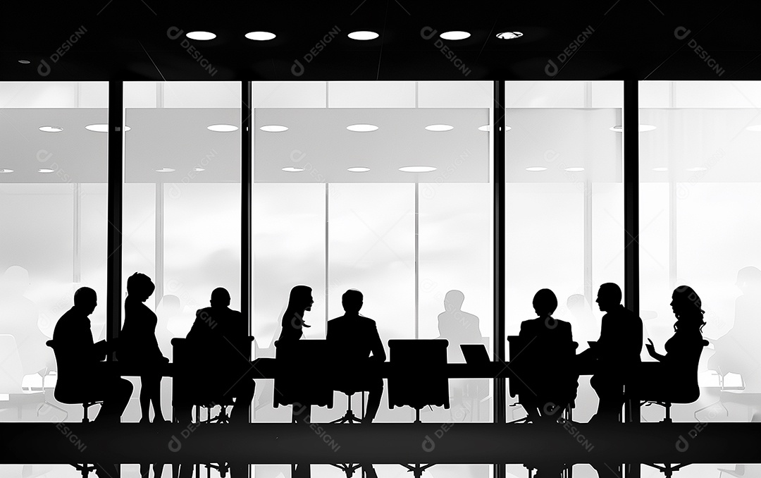 Sala com pessoas para reunião