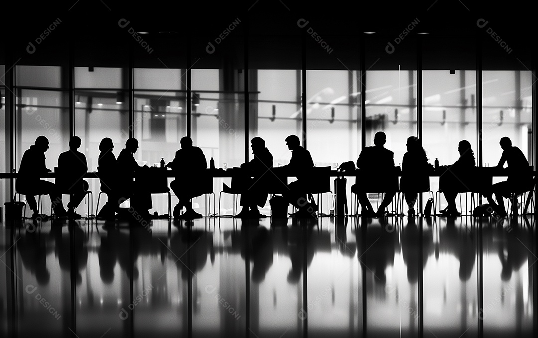 Sala com algumas pessoas em mesas