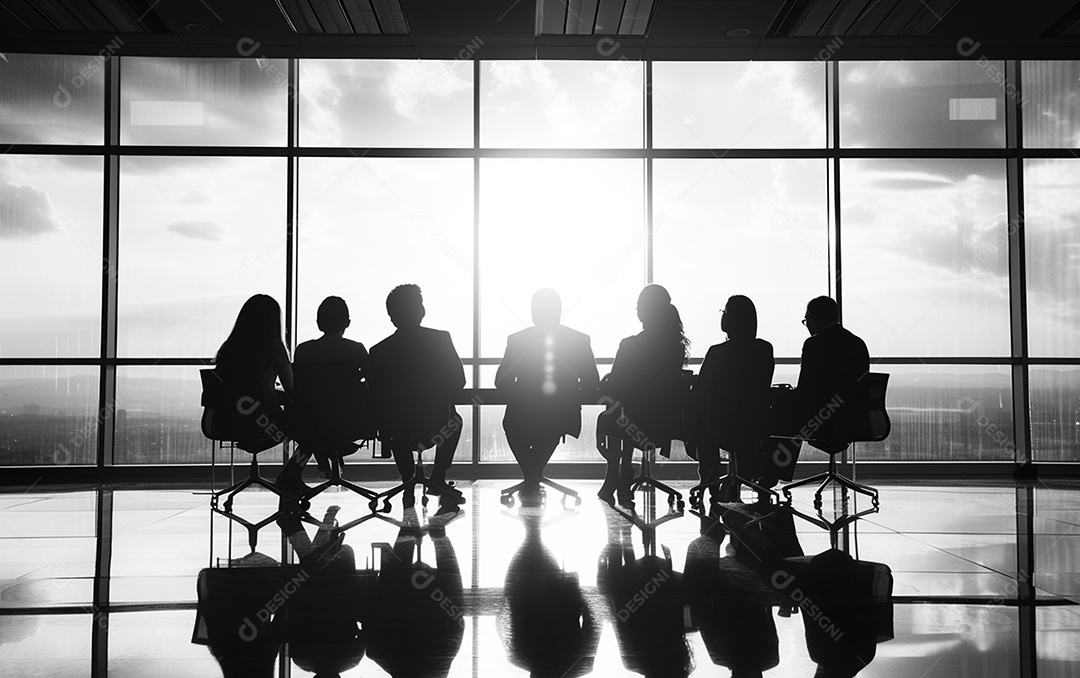 Sala com pessoas para reunião