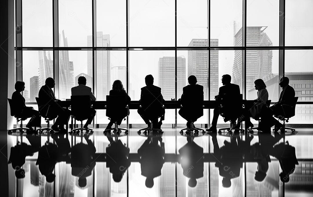 Reunião em empresa todos sentando em volta de uma mesa