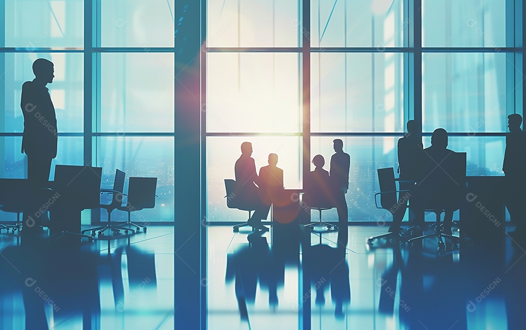 Algumas pessoas sentadas em uma empresa