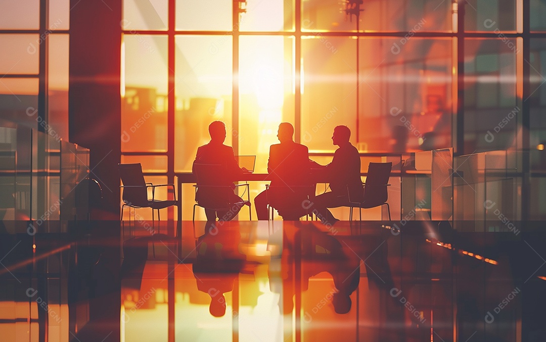 Sala com pessoas para reunião