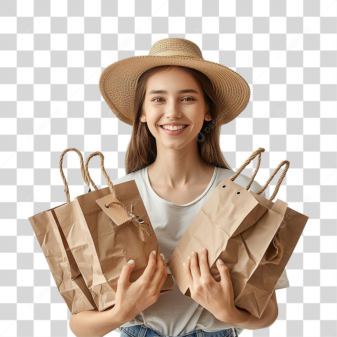 Cliente com Sacolas Lojas PNG Transparente