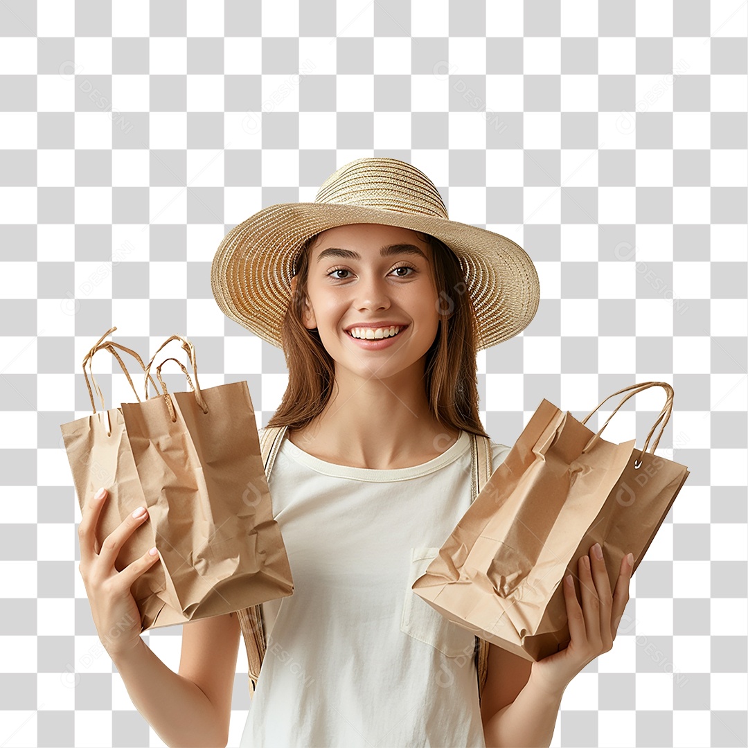 Cliente com Sacolas Lojas PNG Transparente