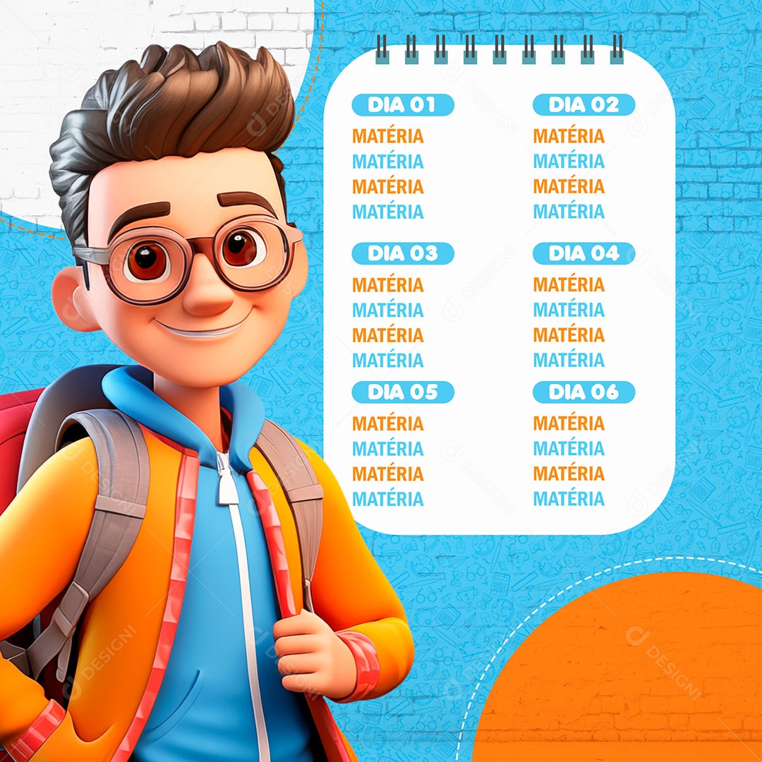 Volta às Aulas Calendário Social Media PSD Editável