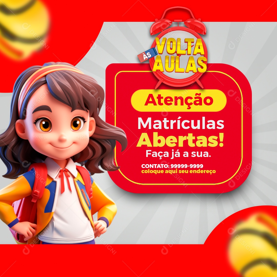 Volta às Aulas Matrículas Abertas Social Media PSD Editável