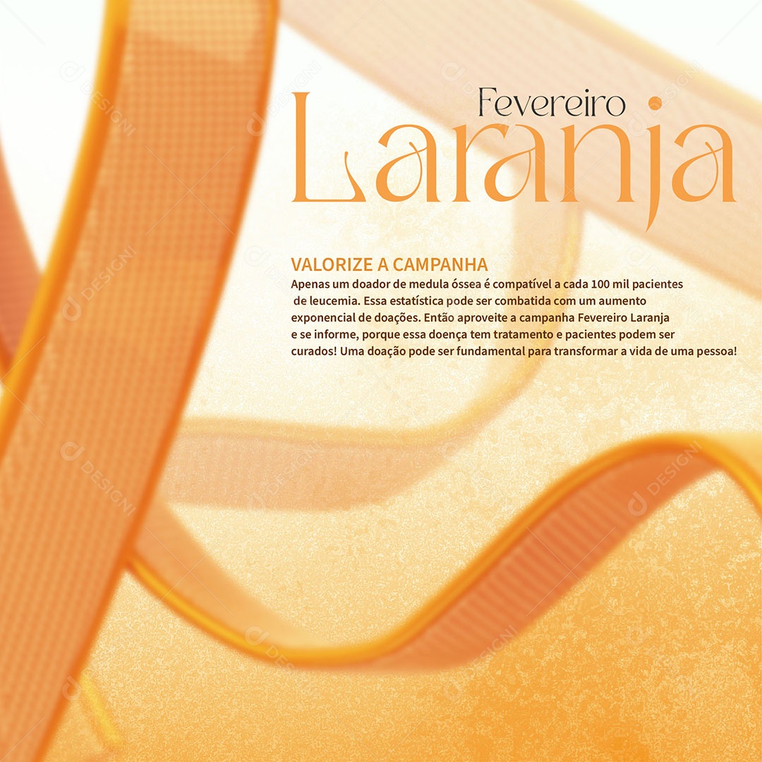 Fevereiro Laranja Valorize a Campanha Social Media PSD Editável