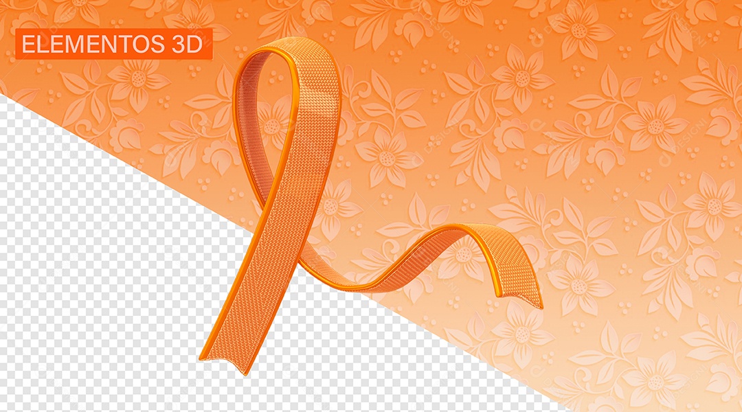 Fita 3D Elemento de Fevereiro Laranja para Composição PSD