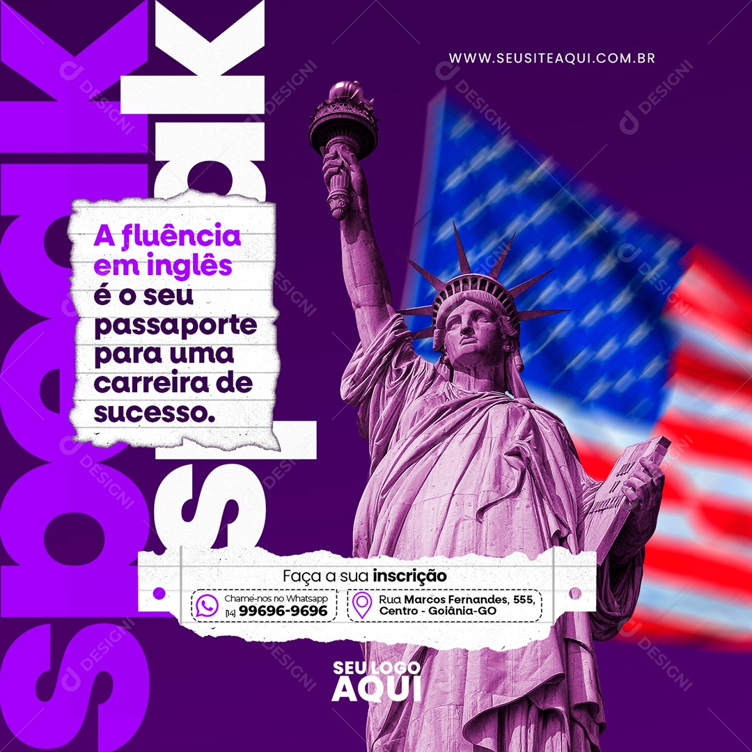 Aulas de Inglês Social Media PSD Editável