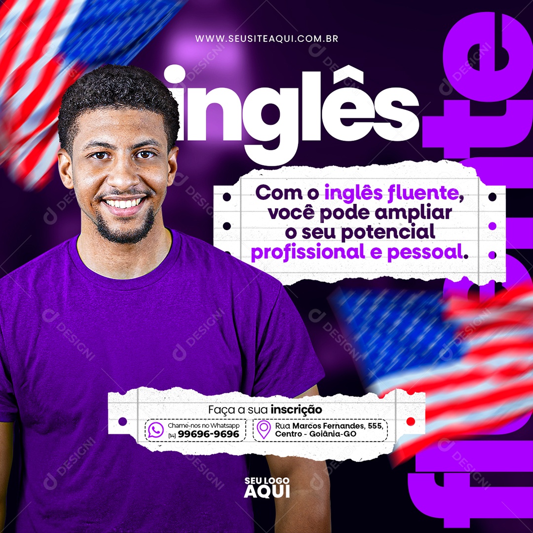 Aulas de Inglês Social Media PSD Editável