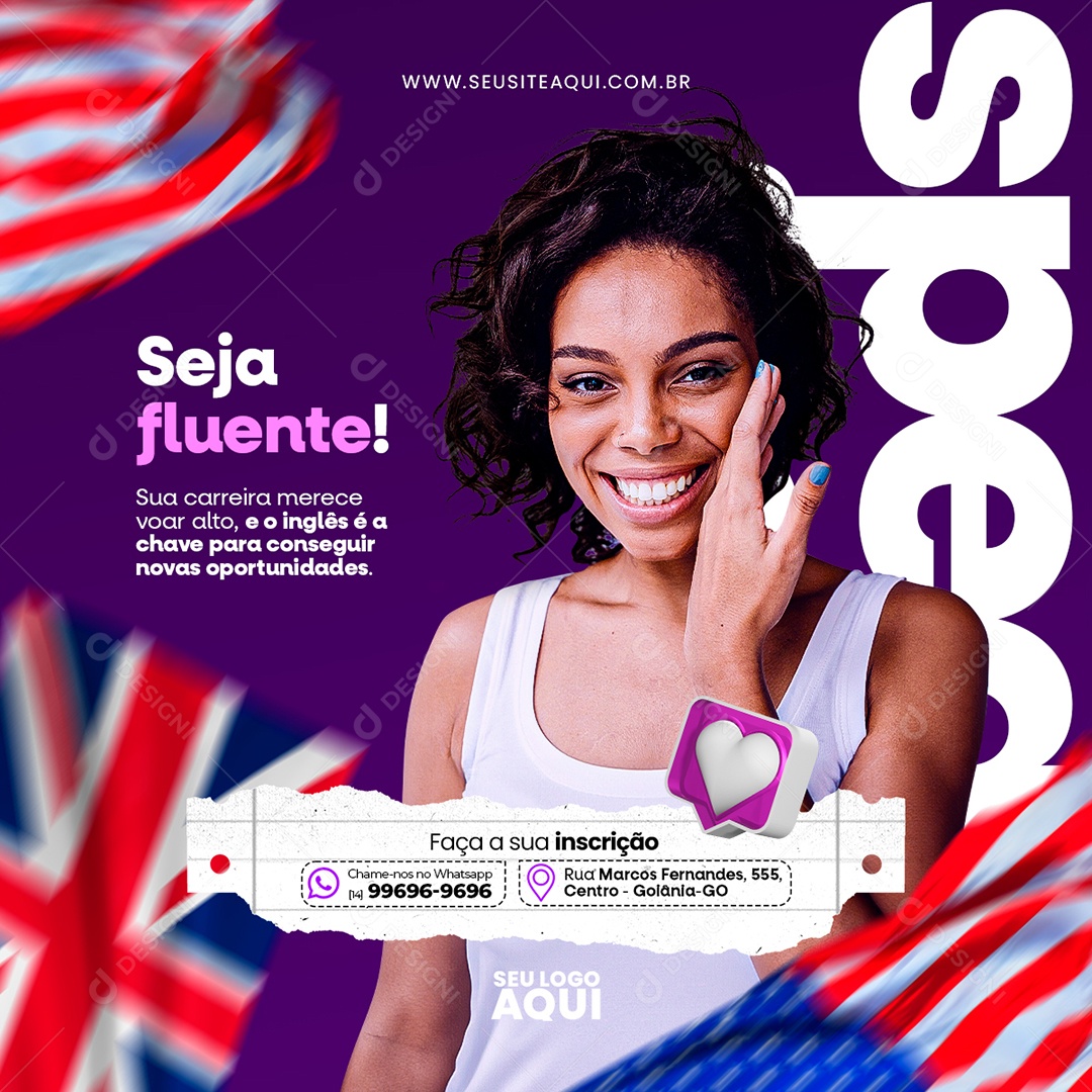 Aulas de Inglês Social Media PSD Editável