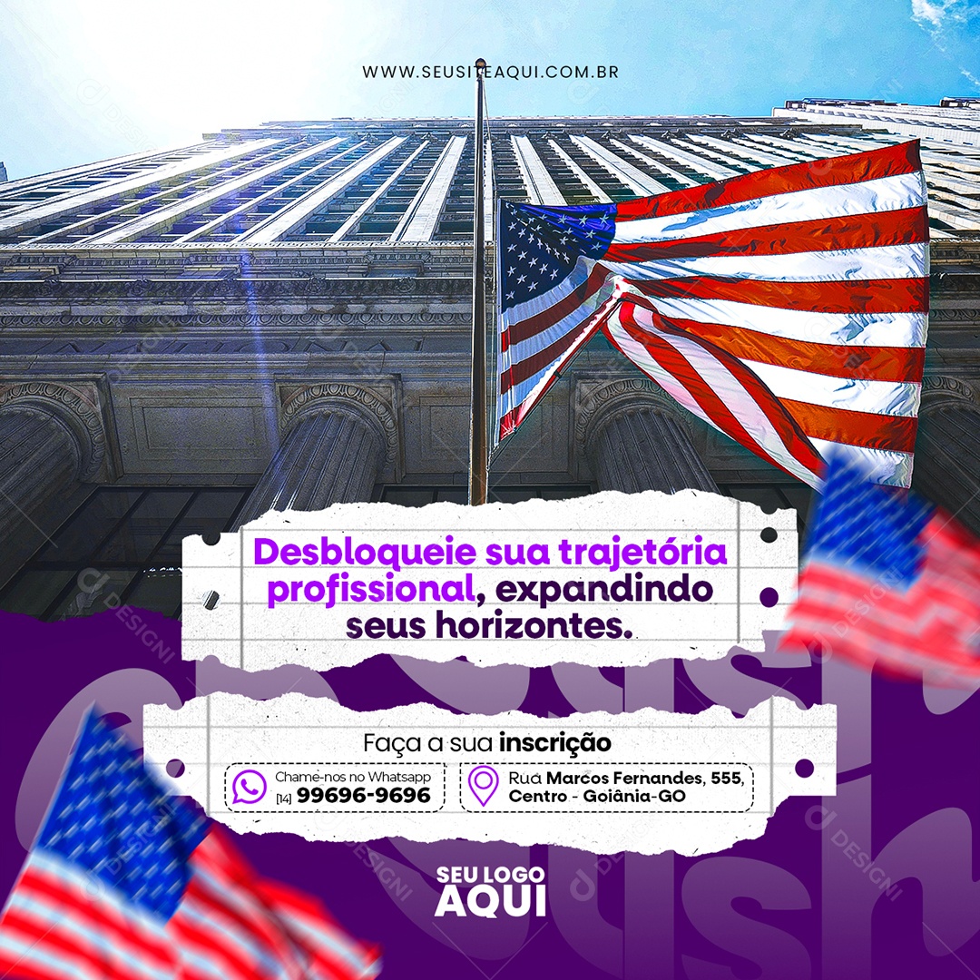 Aulas de Inglês Social Media PSD Editável