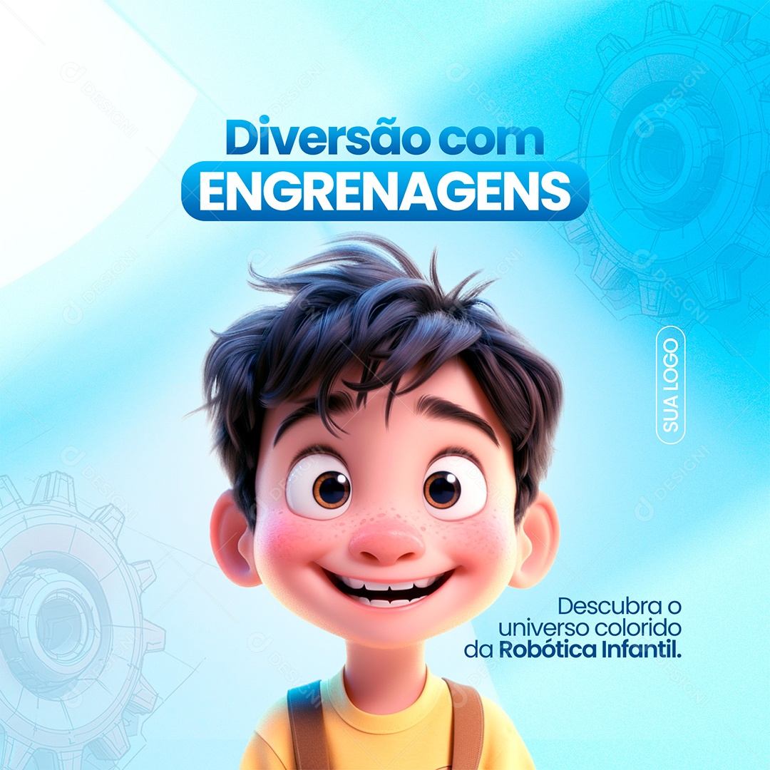 Engenharia Robótica Diversão com engrenagens Social Media PSD Editável