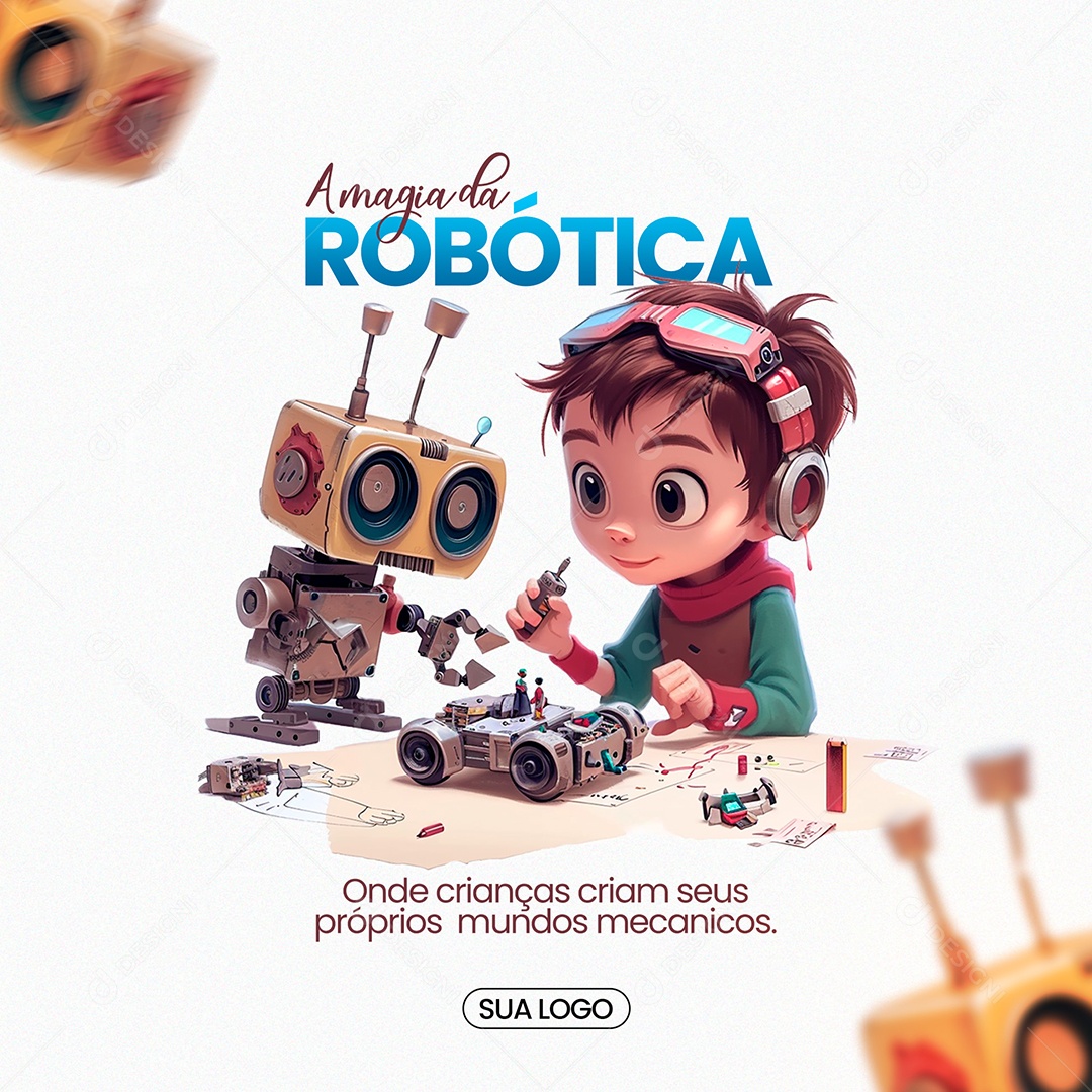 Engenharia Robótica Aventuras Um mundo tecnológico Social Media PSD Editável