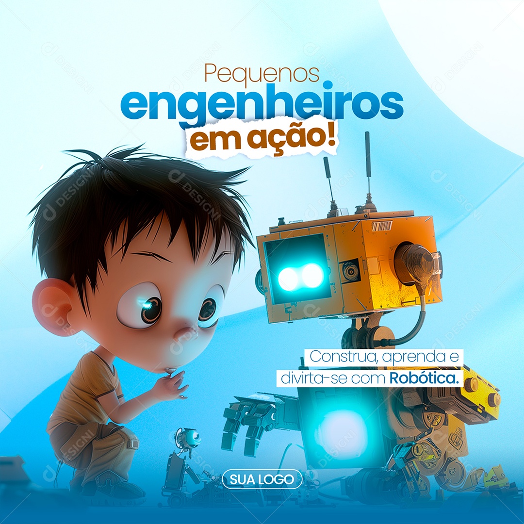 Engenharia Robótica Pequenos engenheiros em ação Social Media PSD Editável