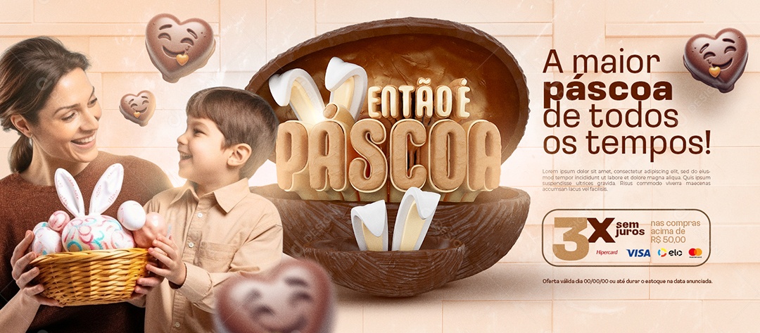 Banner Doceria Então é Páscoa A maior páscoa de todos os tempos Social Media PSD Editável