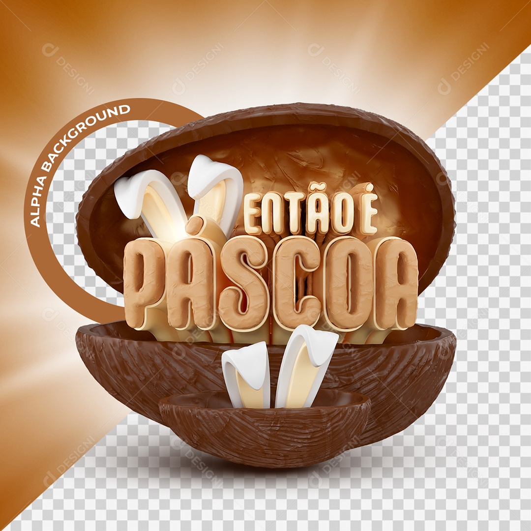 Então é Páscoa Selo 3D Colorido para Composição PSD