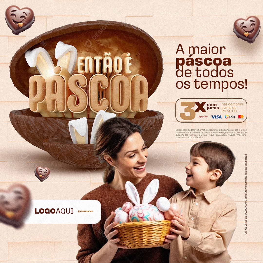 Doceria Então é Páscoa A maior páscoa de todos os tempos Social Media PSD Editável