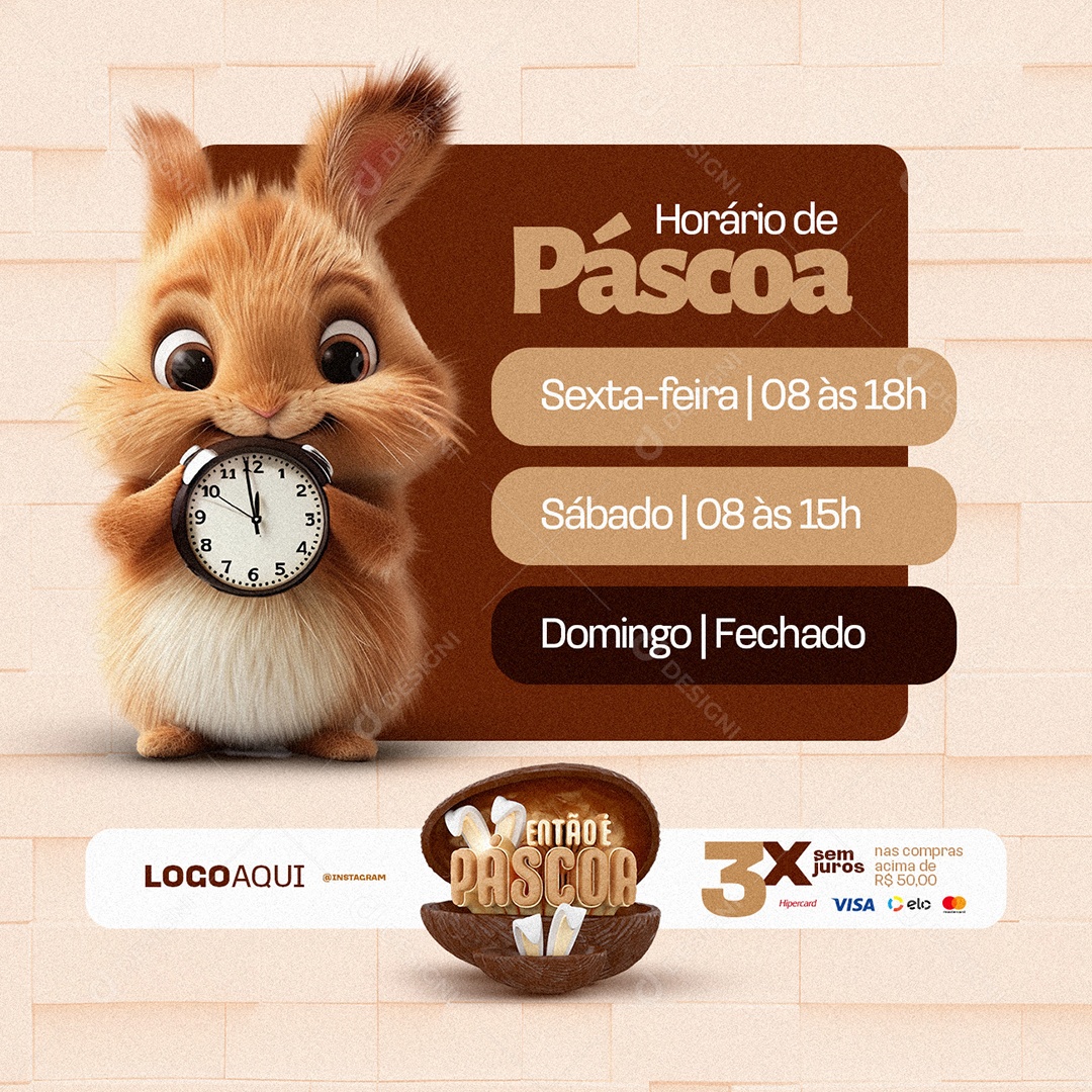 Doceria Então é Páscoa Horário de Páscoa Social Media PSD Editável