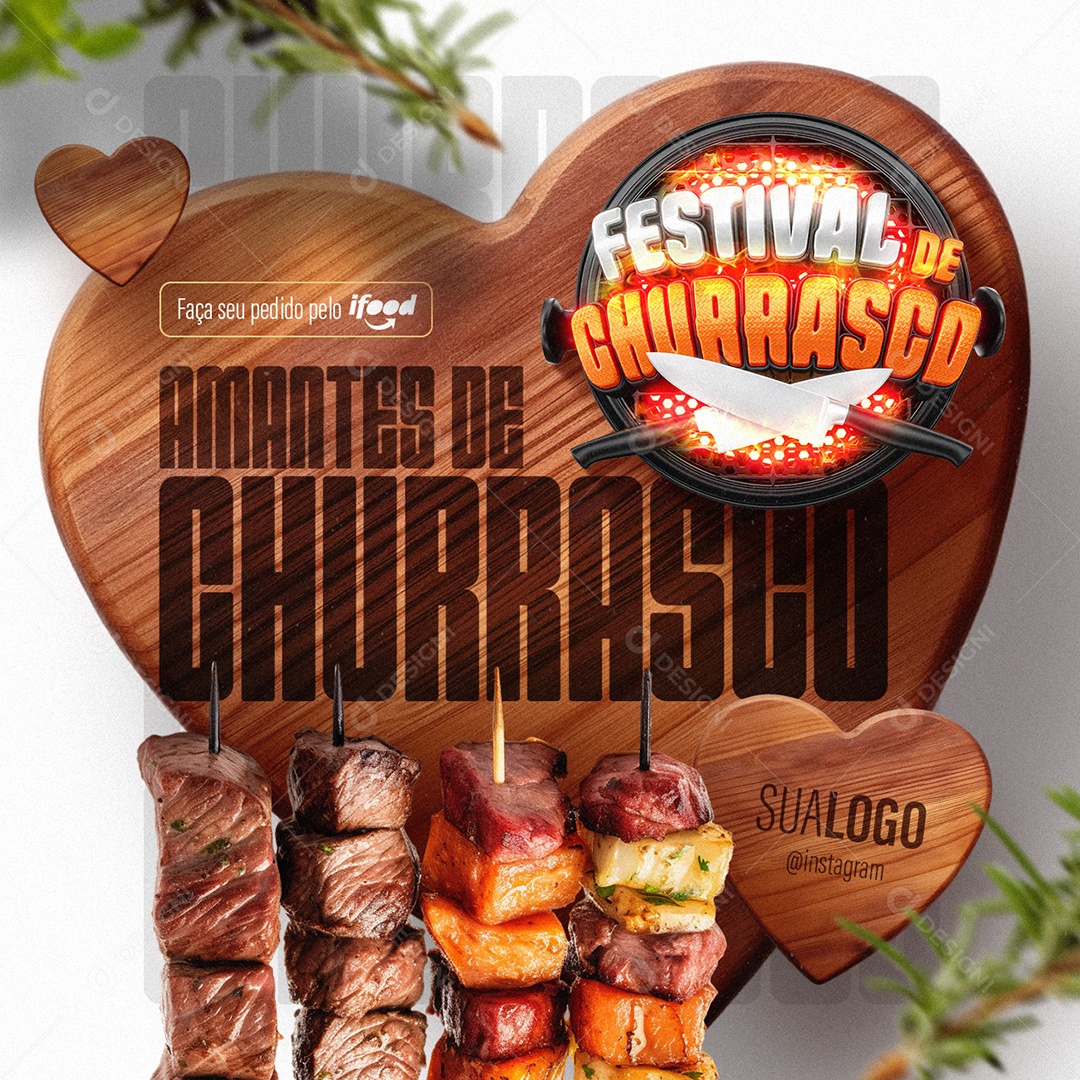 Festival de Churrasco Churrascaria Amantes de churrasco Espetinhos Social Media PSD Editável
