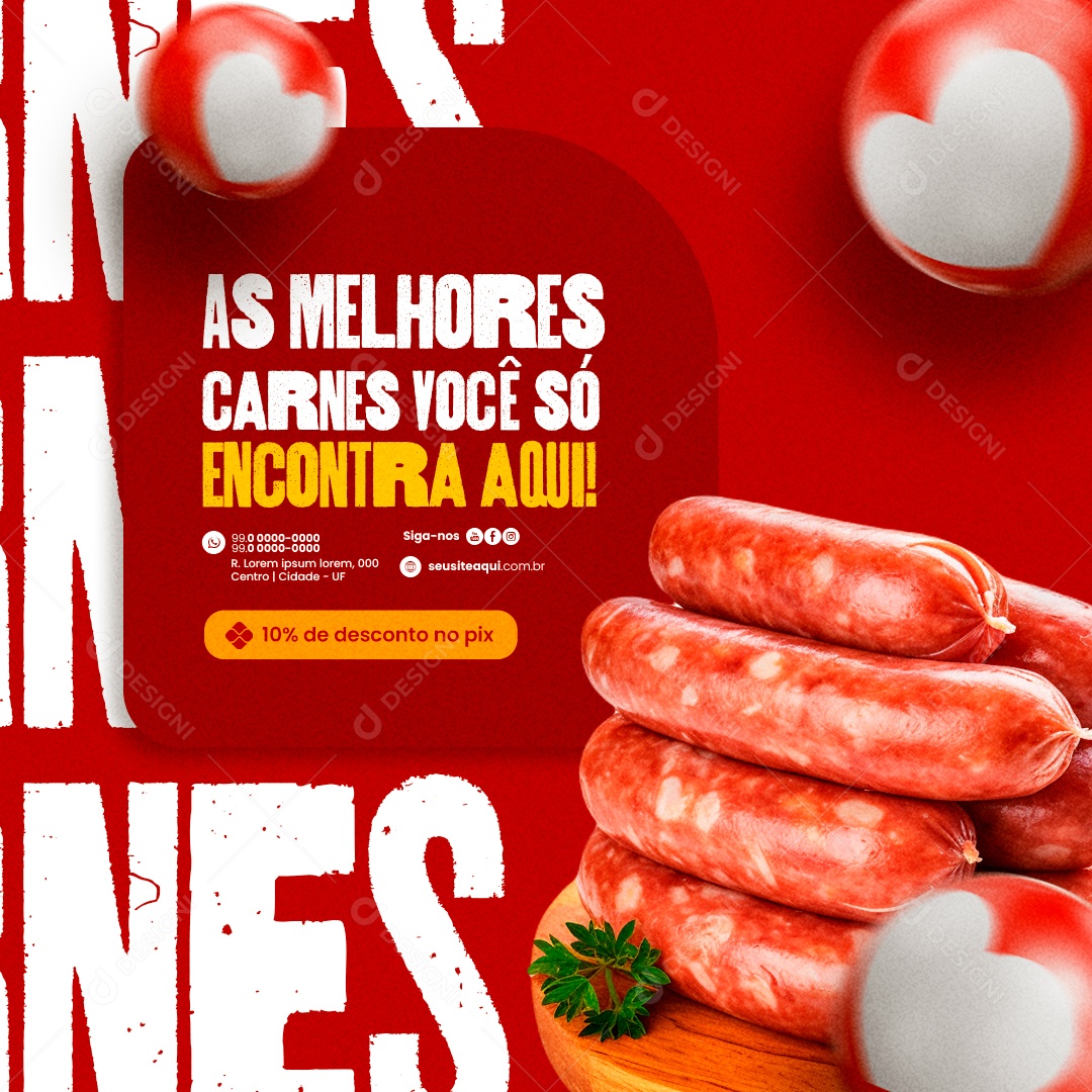 Açougue Super Festival de Ofertas As Melhores Carnes você só encontra aqui Social Media PSD Editável