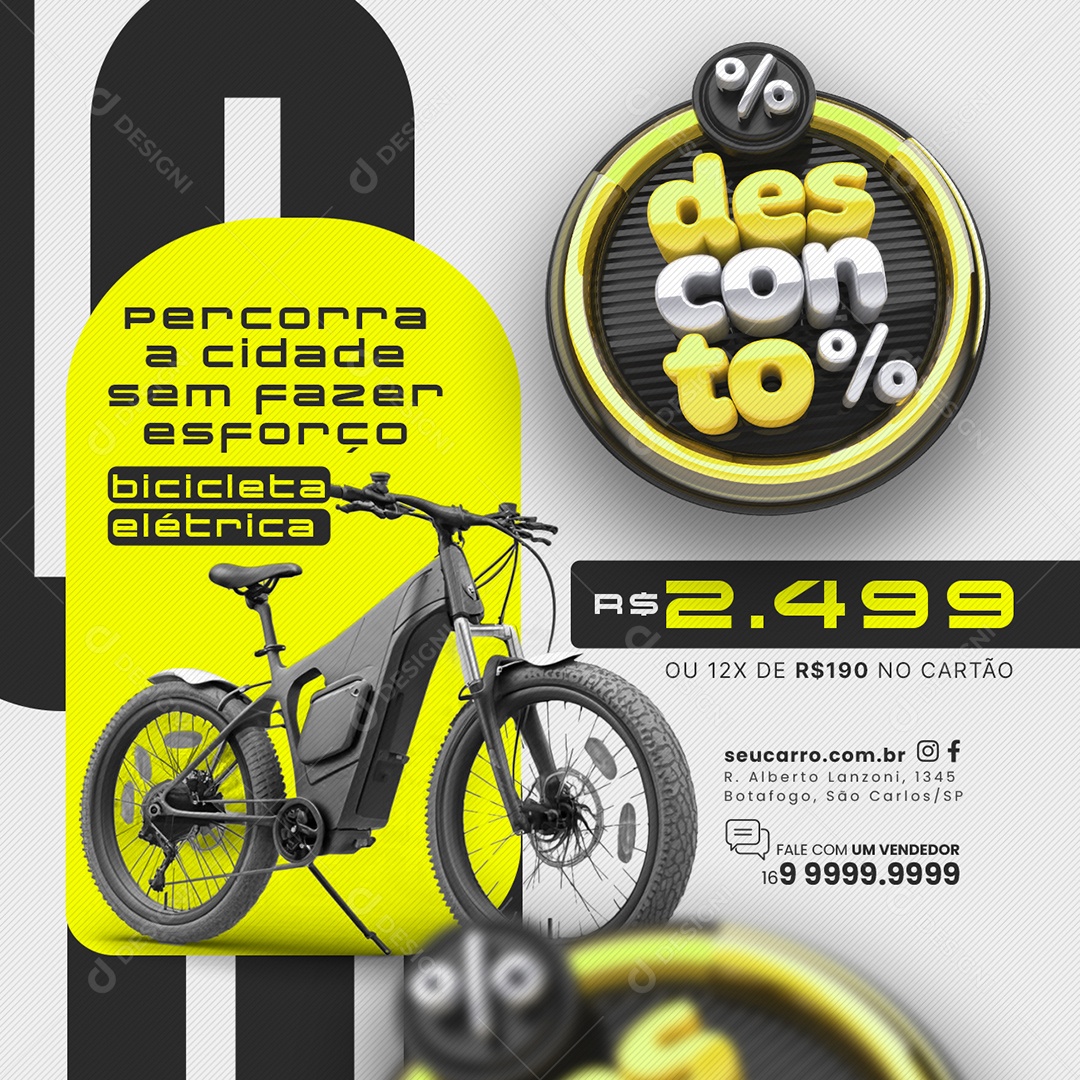 Sale of Bicycles discount electric bike Social Media PSD Editable