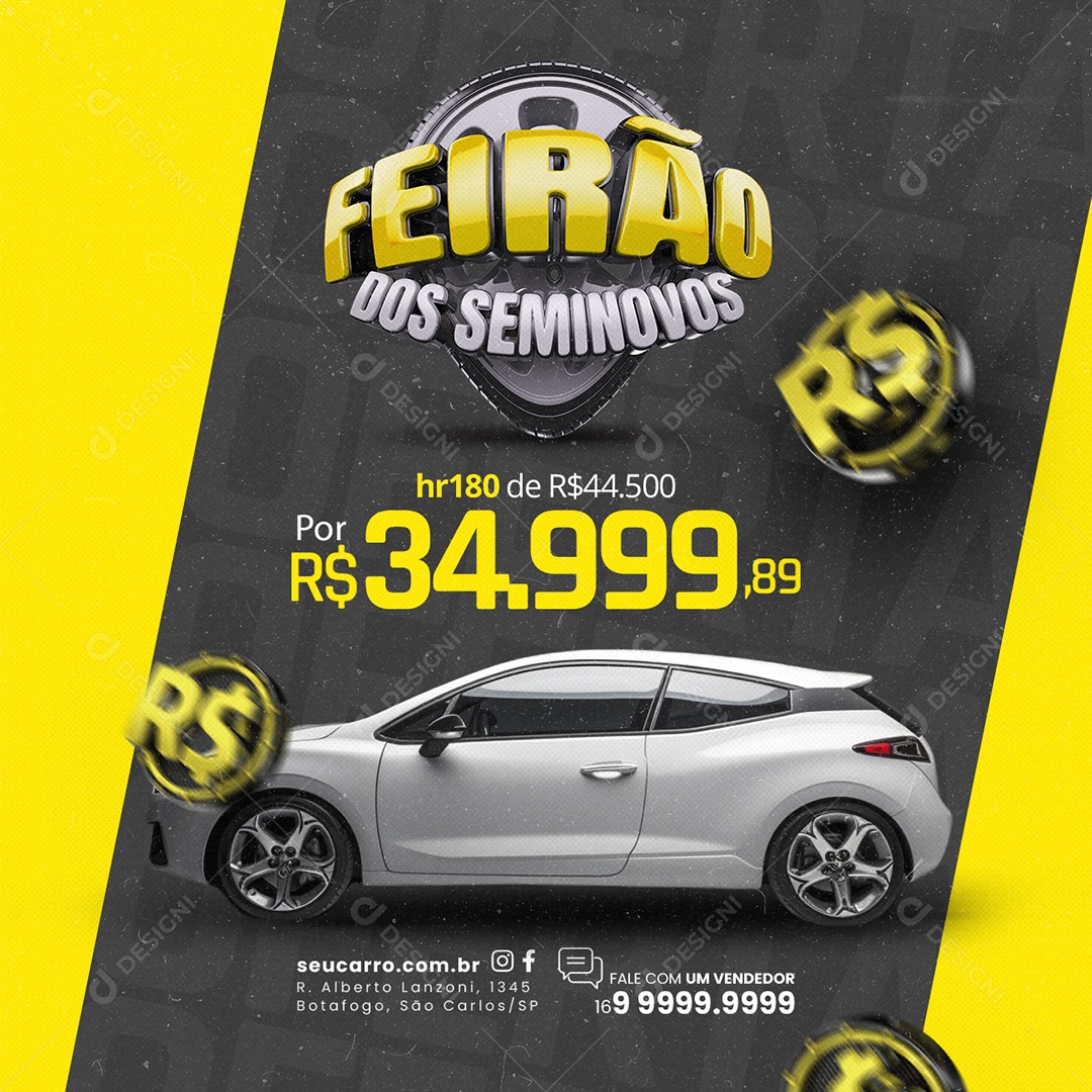 Feirão dos Seminovos Venda de carros HR Social Media PSD Editável