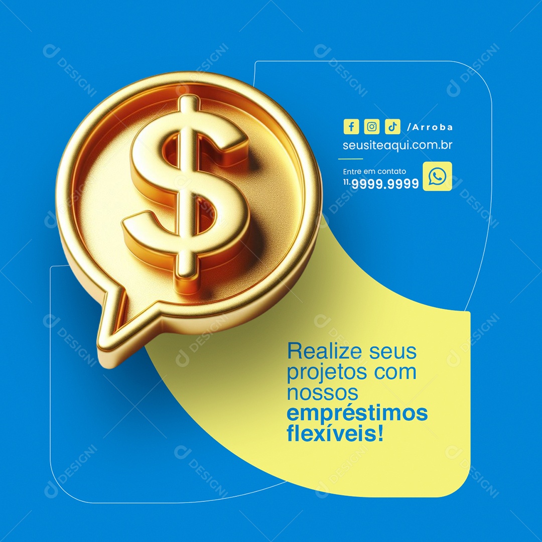 Banco Realize seus projetos com nossos empréstimos flexíveis Social Media PSD Editável