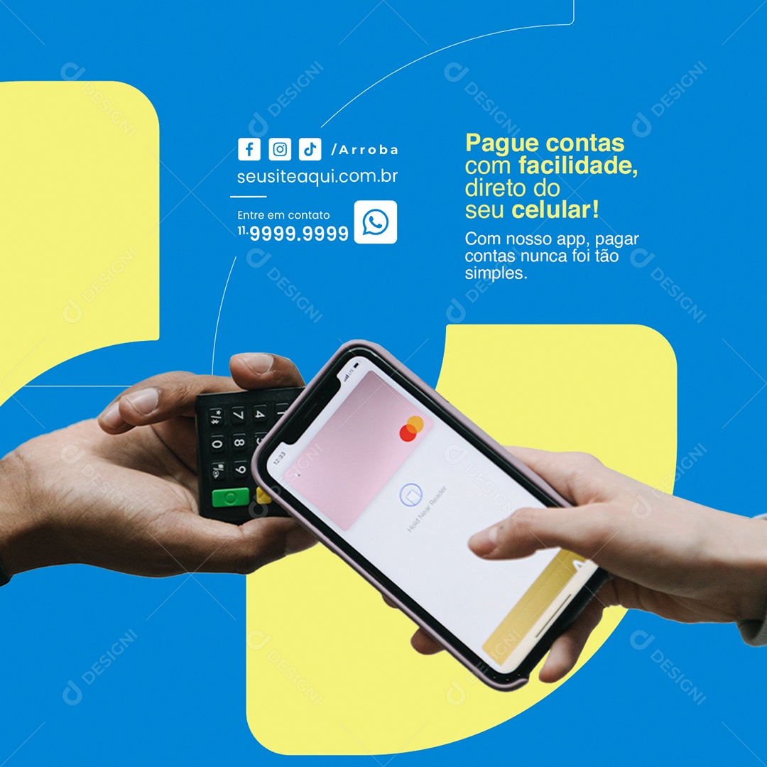 Banco Pague contas com facilidade direto do seu celular Social Media PSD Editável