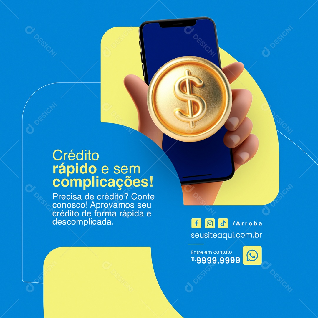 Banco Crédito rápido e sem complicações Social Media PSD Editável