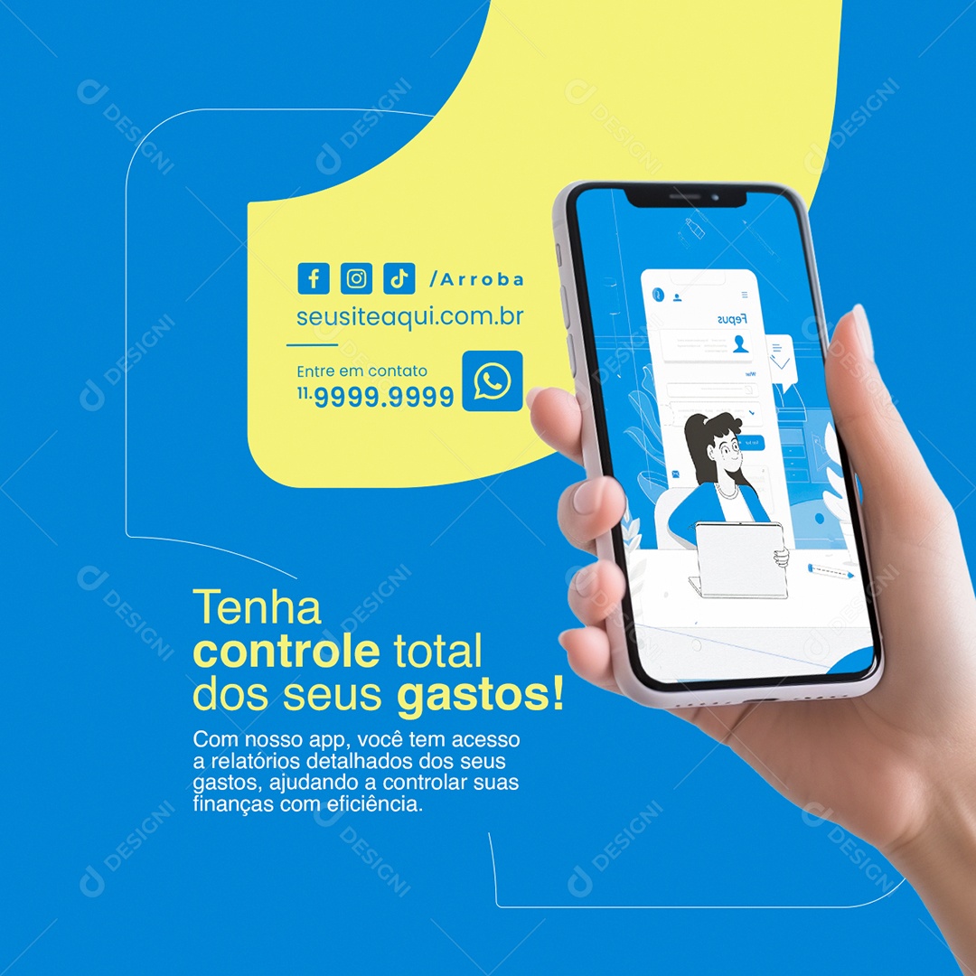 Banco Tenha controle total dos seus gastos Social Media PSD Editável