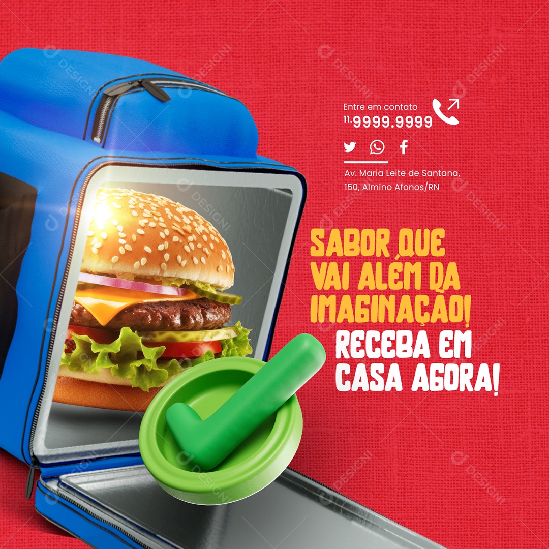 Delivery Hamburgueria Sabor que vai além da imaginação Social Media PSD Editável