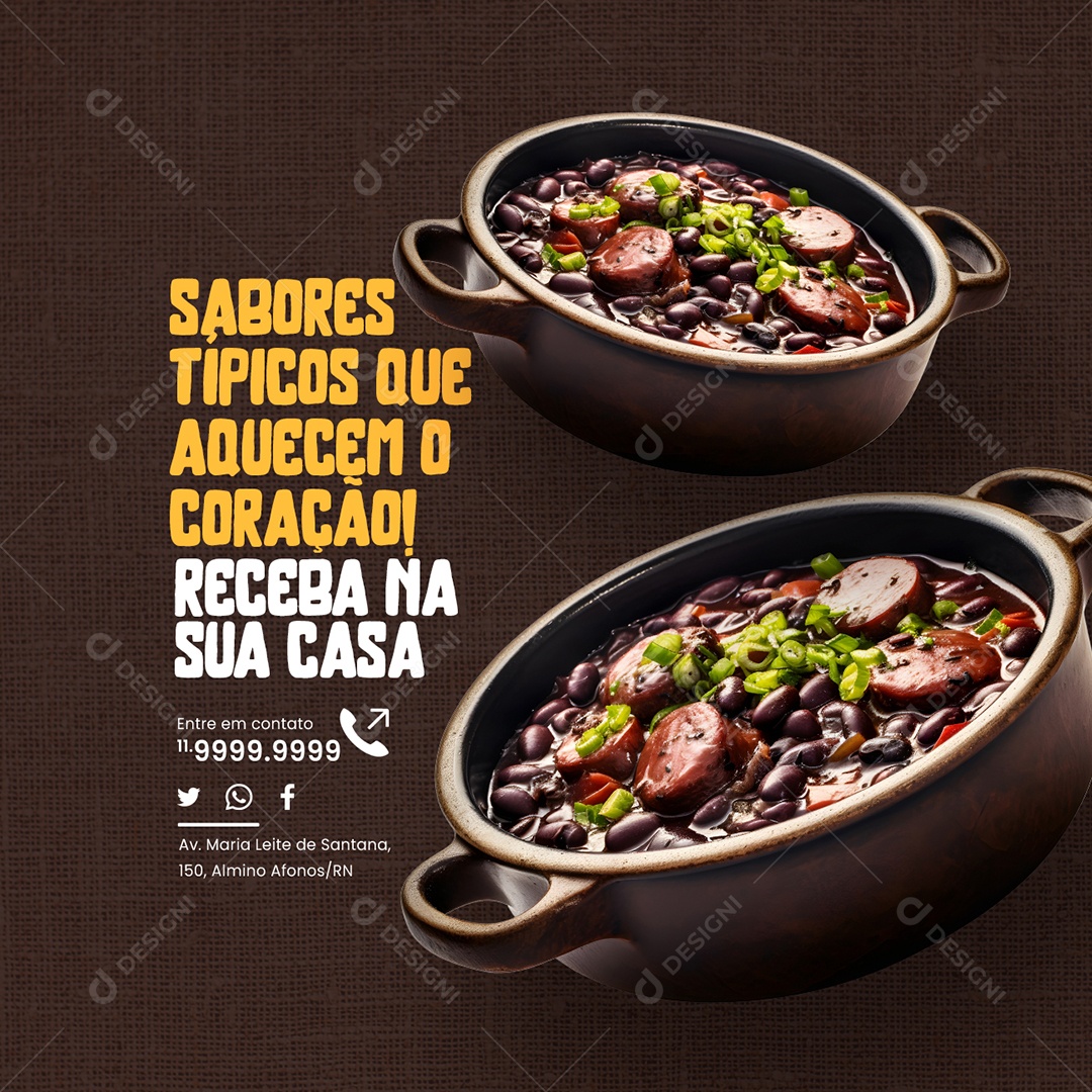 Delivery Feijoada sabores Típicos que aquecem o Coração Social Media PSD Editável