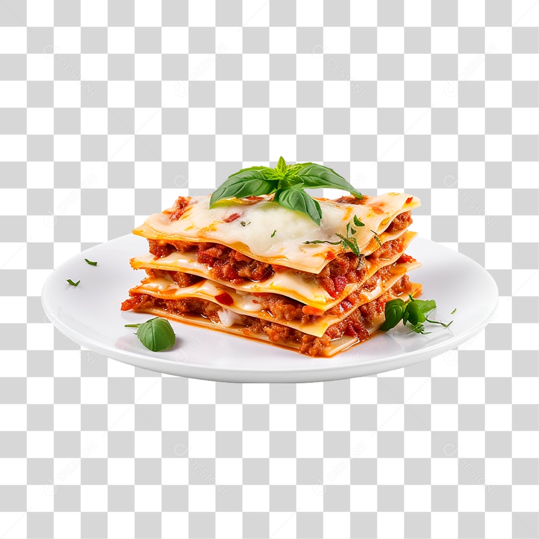 Prato com Fatia de Lasanha PNG Transparente