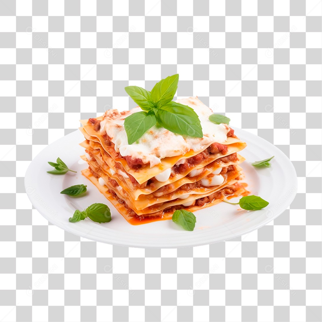 Prato com Fatia de Lasanha PNG Transparente