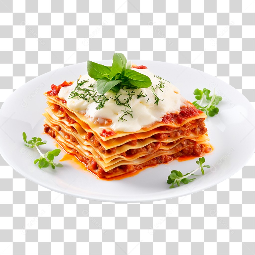 Prato com Fatia de Lasanha PNG Transparente