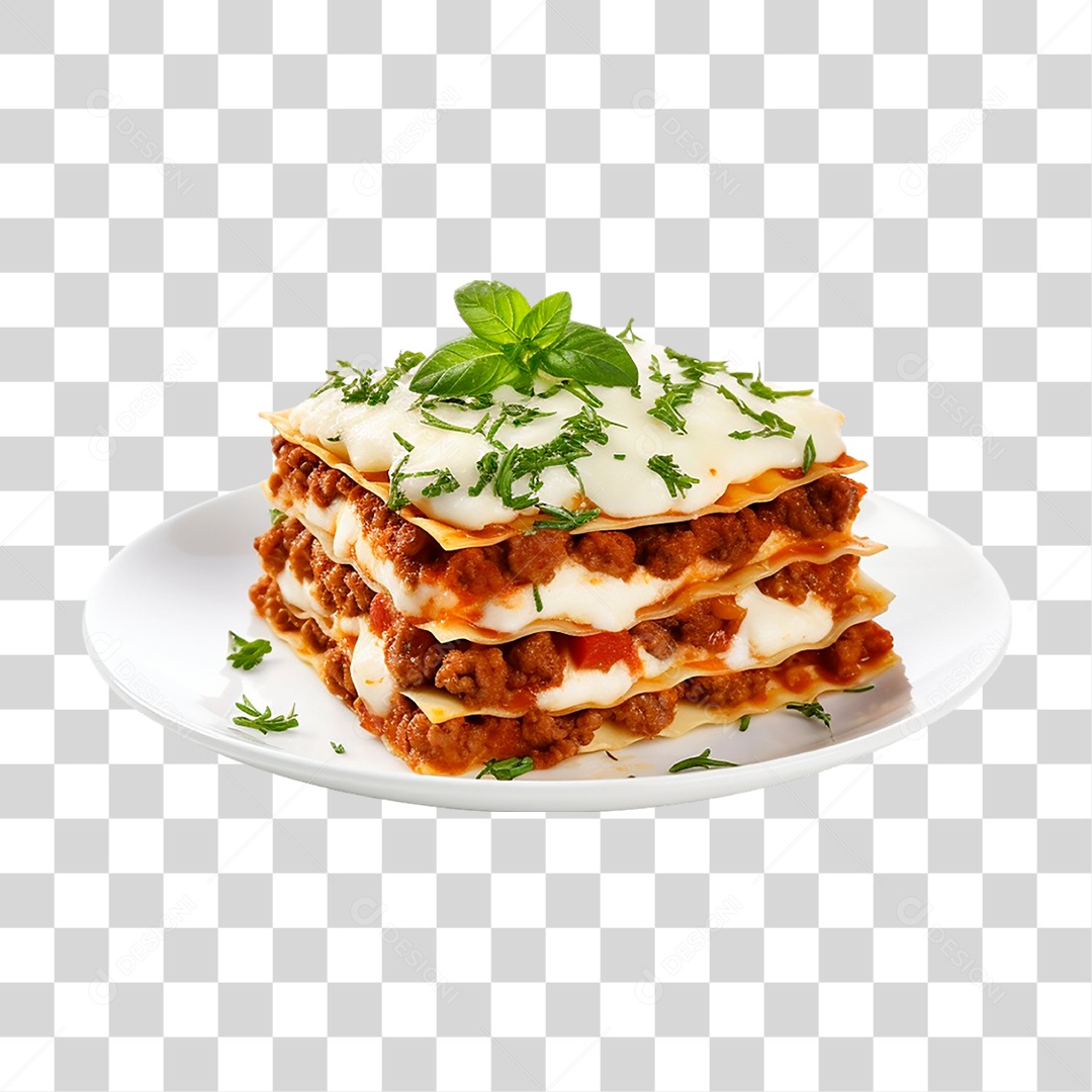 Prato com Fatia de Lasanha PNG Transparente
