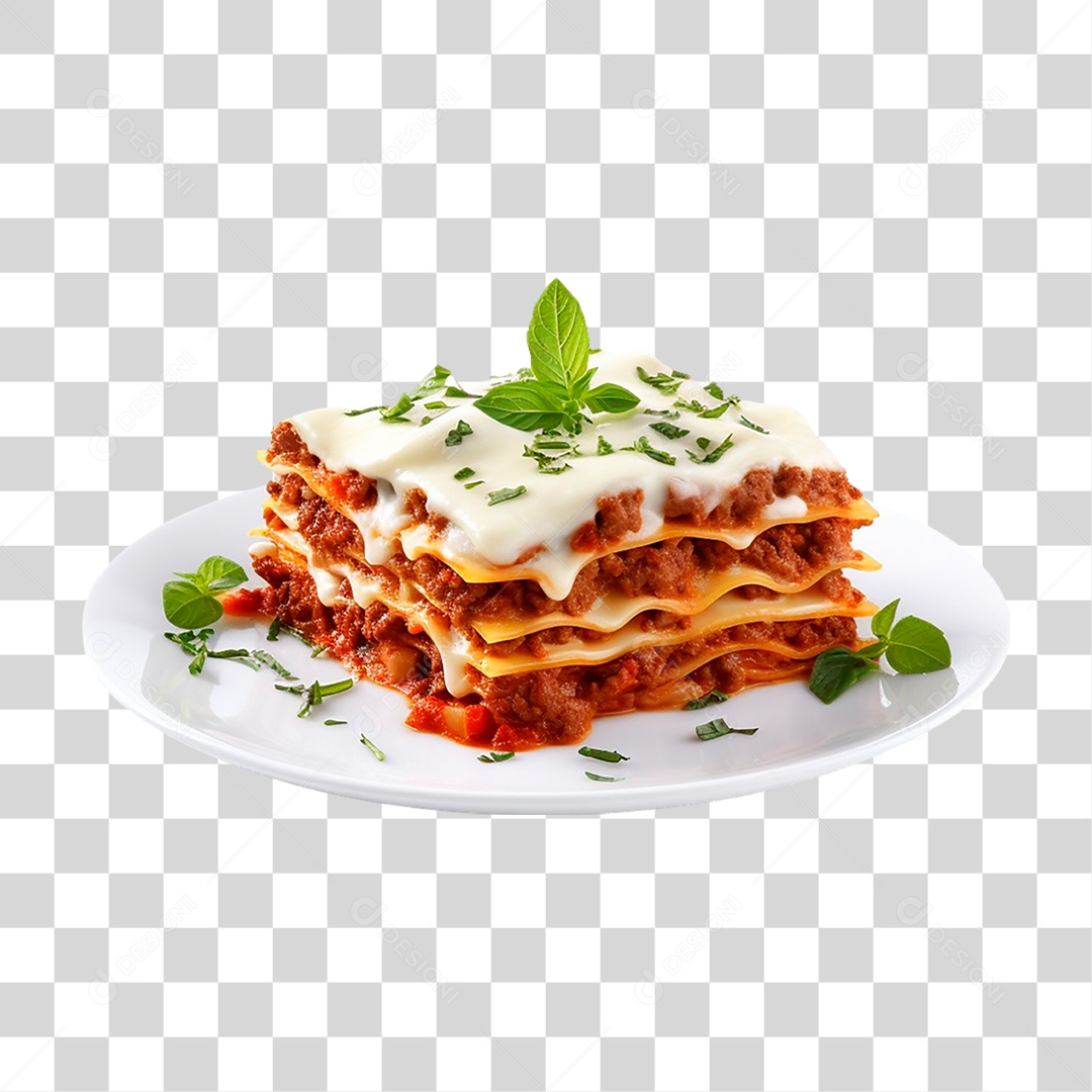 Prato com Fatia de Lasanha PNG Transparente