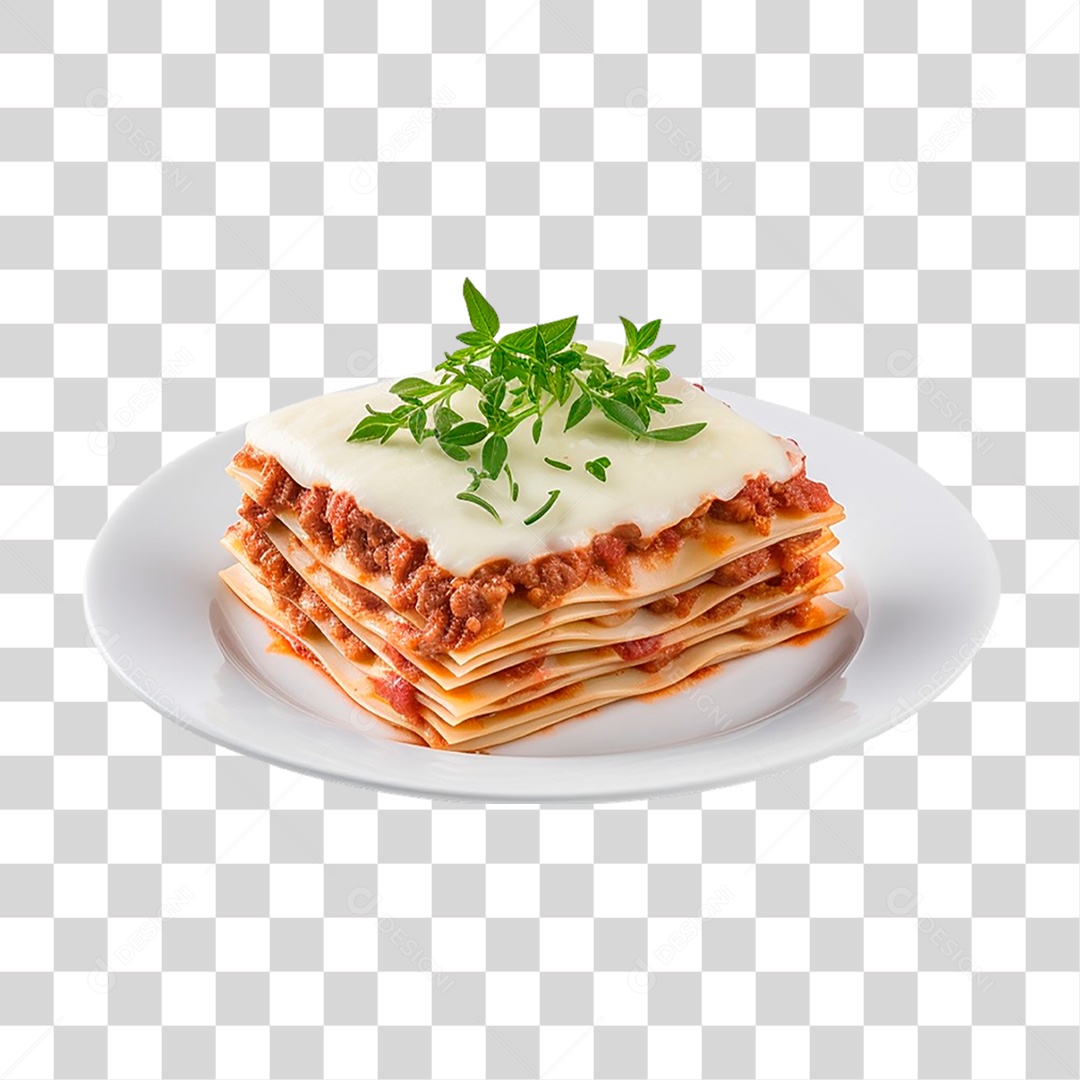 Prato com Fatia de Lasanha PNG Transparente