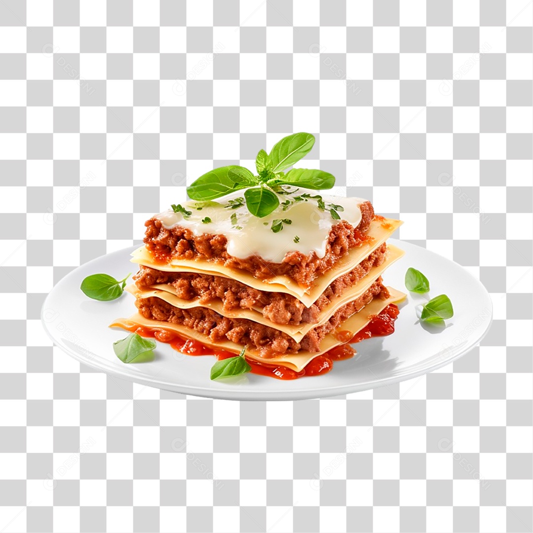 Prato com Fatia de Lasanha PNG Transparente