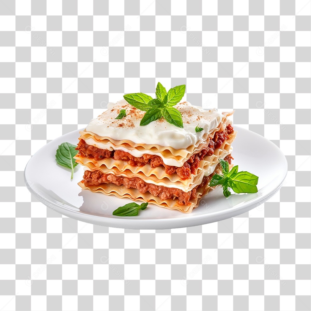 Prato com Fatia de Lasanha PNG Transparente