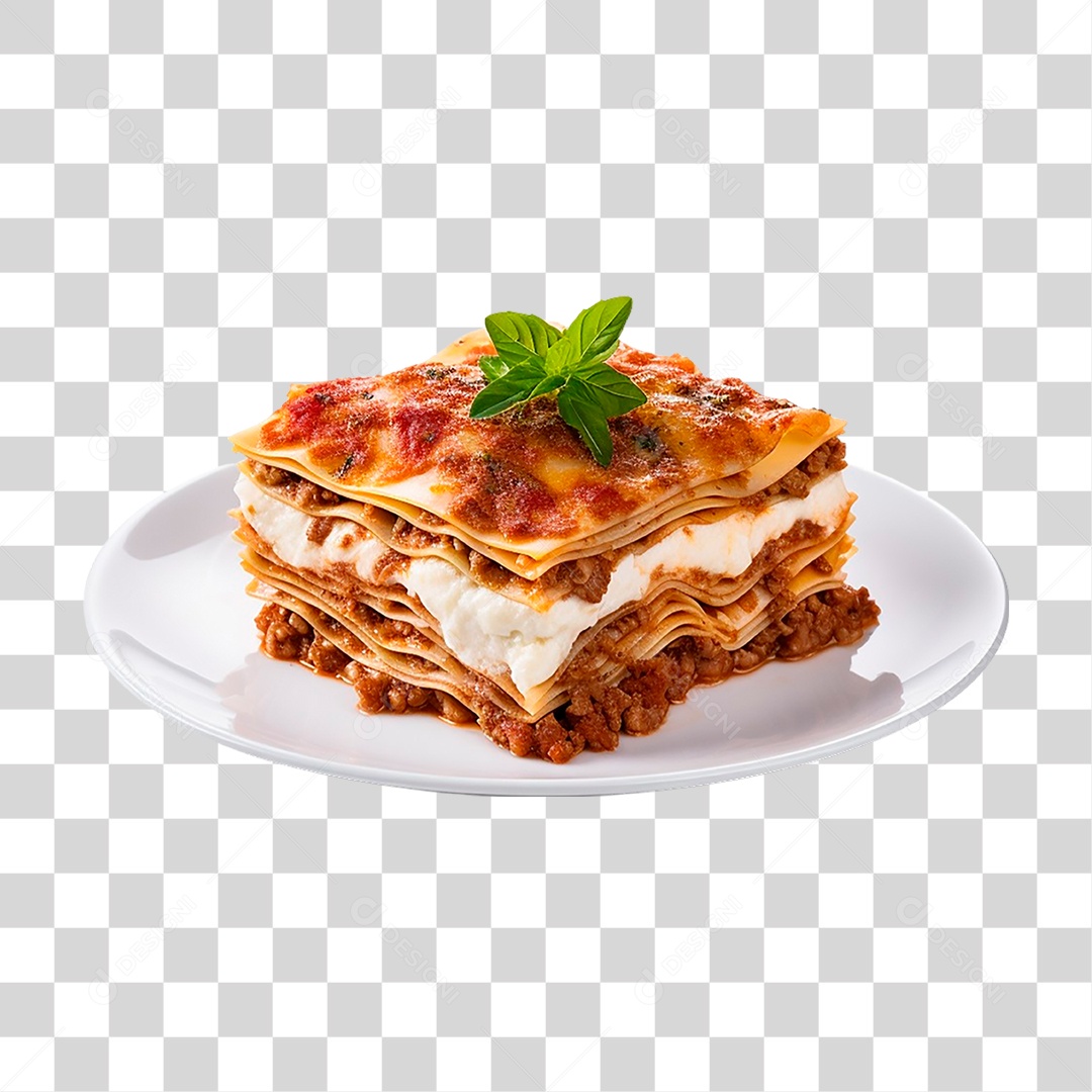 Prato com Fatia de Lasanha PNG Transparente