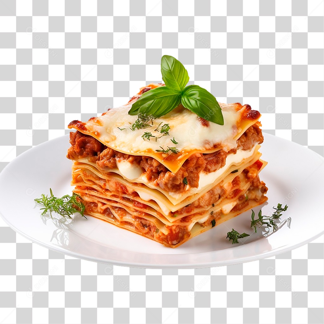 Prato com Fatia de Lasanha PNG Transparente