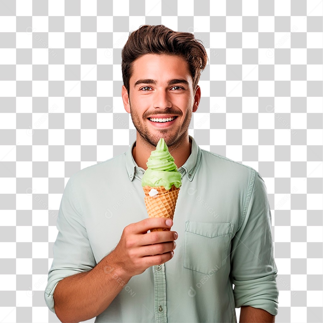 Homem Segurando Sorvete PNG Transparente
