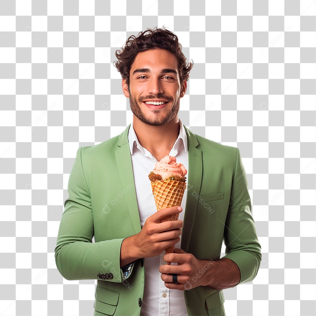 Homem Segurando Sorvete PNG Transparente