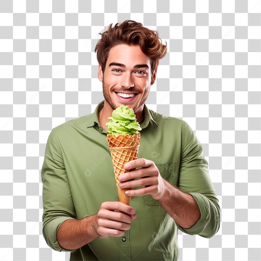 Homem Segurando Sorvete PNG Transparente
