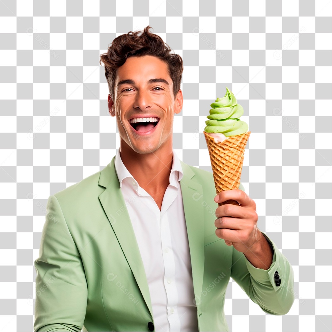Homem Segurando Sorvete PNG Transparente