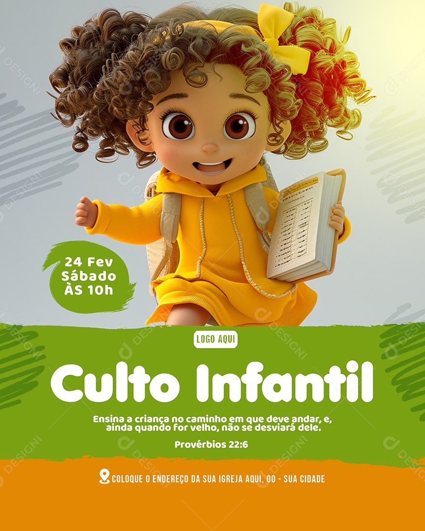 Social Media Gospel Culto Infantil PSD Editável